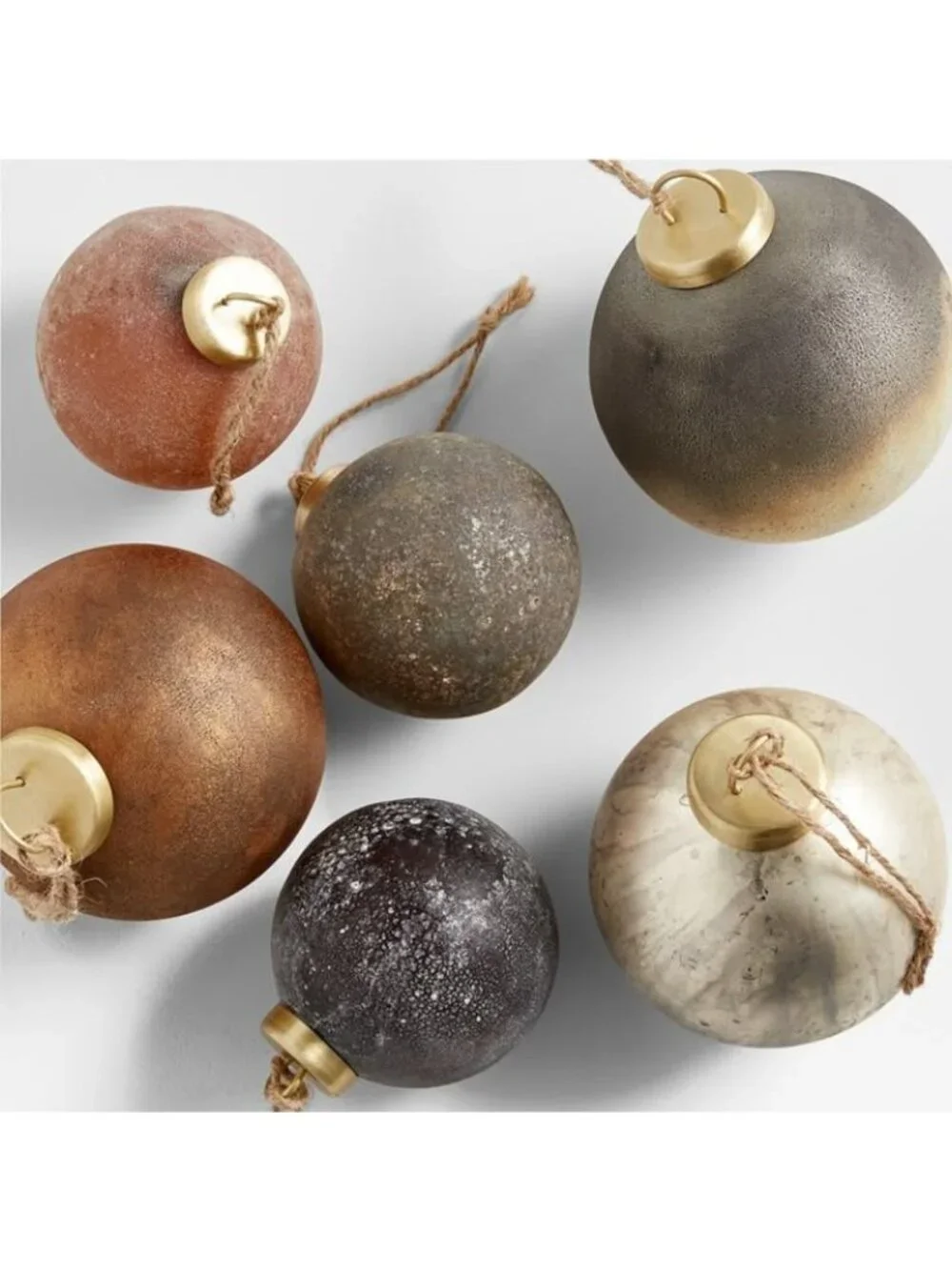Crate And Barrel Leanne Ford Rizzo Textured Ball Christmas Ornaments Set In Box